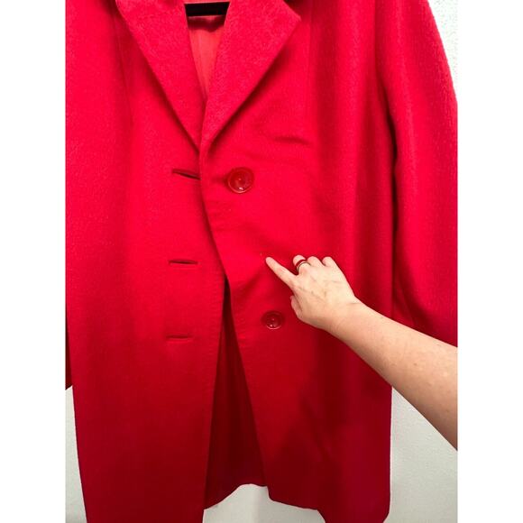 Red Oversized Felt Long Sleeve Single Button Heavy Long Line Jacket Large - Picture 7 of 11